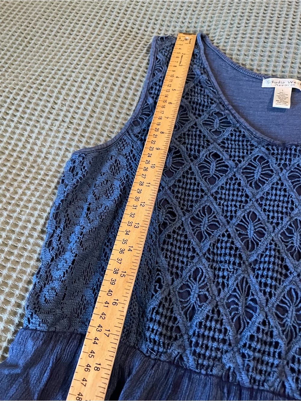 Studio West Blue Sleeveless Midi Dress with Crochet Bodice - Picture 12 of 15